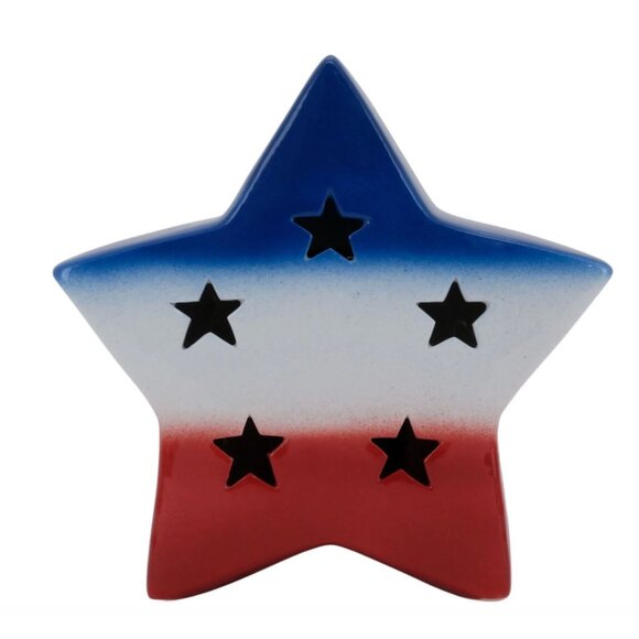 Celebrate Together Americana Red White Blue Star LED Solar Lantern NIB - Picture 1 of 4